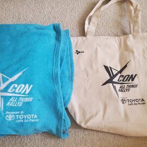 KCON 2016 Official Merchandise 65"x47" Blue Blanket Tote Bag Kpop Set